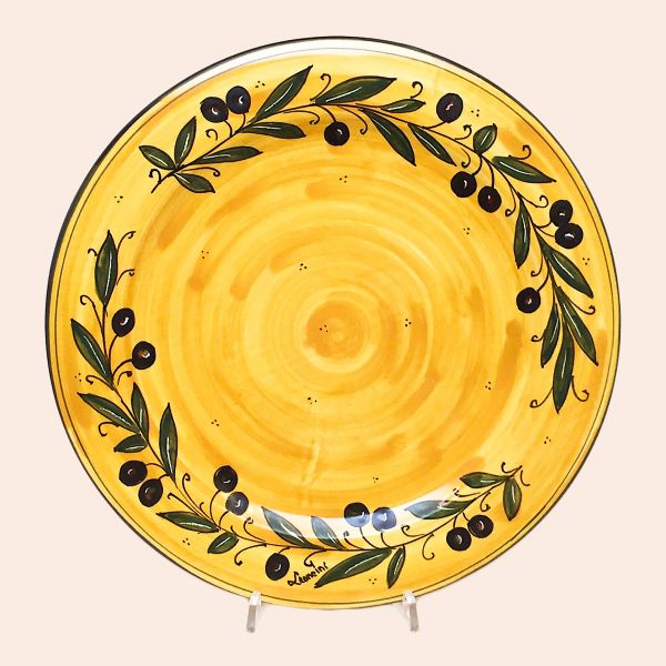 SET OF DINNER PLATES/CHARGERS CM.32D. DESIGN: OLIVO FONDO GIALLO